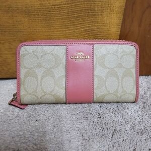 Coach pink & tan wallet